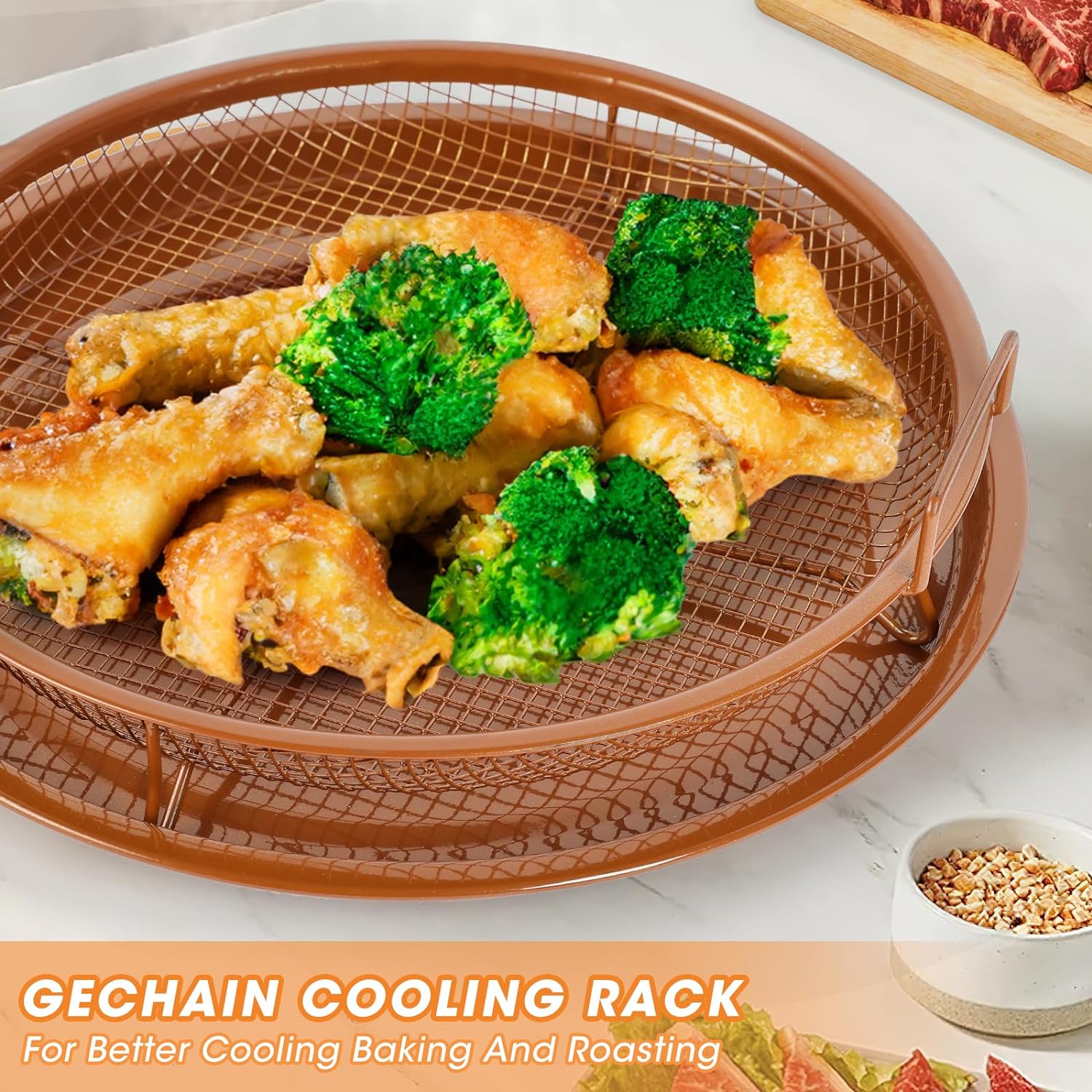Set Of 2 Pcs Air Fryer Tray, Double Non Stick Crisper Tray, Multifunction Roasting Frying Basket, Heat Resistance Oven Grill Pan Basket, Cooling Grill Pan Plate With Handles Set Of 2 Pcs Air Fryer Tray, Double Non Stick Crisper Tray, Multifunction Roasting Frying Basket, Heat Resistance Oven Grill Pan Basket, Cooling Grill Pan Plate With Handles